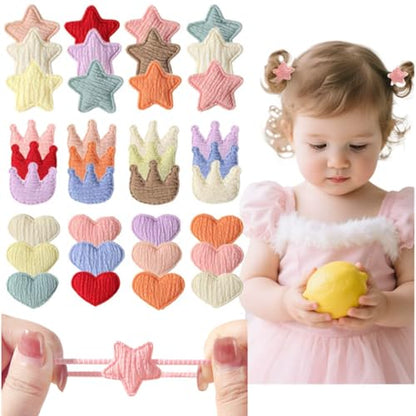 Toddler Hair Ties,30pcs Cartoon Bow,Star,Heart,Crowns Shaped with 0.78inch Rubber Band for Girls Baby,Elastic No Damage Hairs Tiny Hair Sruchies (hair tie) - color: hair tie