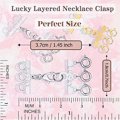Dailyacc Lucky Necklace Layering Clasp 18K Gold and Silver Multi Strand Clasps for Stackable Necklaces - color: 1Pcs Silver Triple Claps