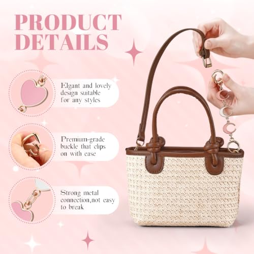 Sureio 5 Pcs Bag Extender Chain Pearl Purse Chain Ribbon Bow Keychain Extender Bag Strap Purse Charms Accessories for Handbag - color: Pink and White
