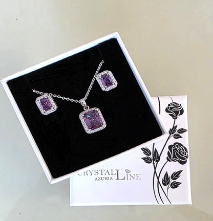 Jewelry Sets for Women Costume Jewelry Sets Wedding Jewelry Set with Necklace and Earring for Bride Bridesmaid Jewelry - color: Purple