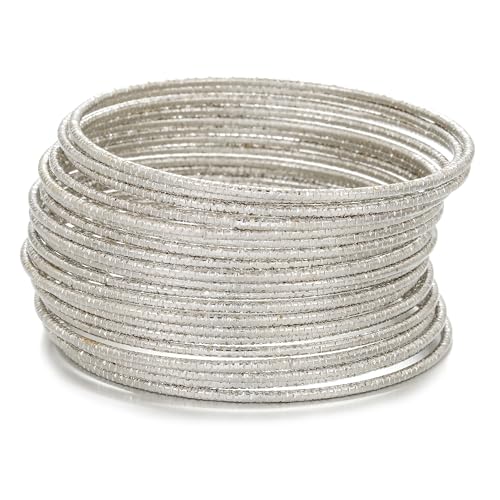Gold Bangles for Women, 12 Pcs Boho Stackable Bracelets Multi Layer Textured Chunky Bracelets Jewelry Set for Women - color: Style C- 20 pcs silver