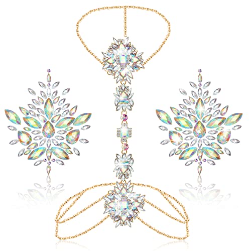 Henoyso 2 Pcs Rhinestone Belly Waist Chain Crystal Body Chain for Women Body Jewelry Stick for Women Summer Beach Festival Part