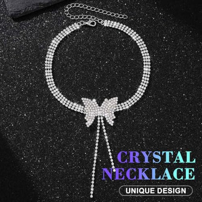 JEAIRTS Rhinestone Choker Necklace Silver Diamond Chain Jewerly for Women | Sparkly Multi-row Crystal Chokers Women's Wedding Prom Formal Jewelry Accessories - color: Style 2