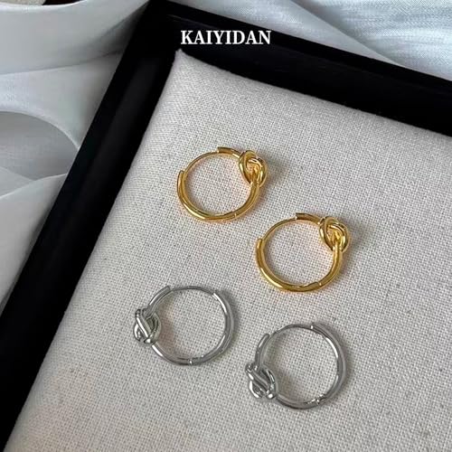 2 Pairs Gold/Silver Hoop Earrings For Women Set Trendy,14K Plated Gold Chunky Huggie Hoop Earings Pack,Oval Twisted Statement Silver Hoops,Fashion Jewelry Gift - color: 20) bow hoops