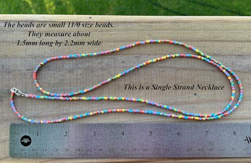 Kathy Bankston Rainbow Luster Seed Bead Necklace, Thin 1.5mm Strand | Thin Delicate Strand, Layering Necklace, Choker to Long Lengths, Made to Order