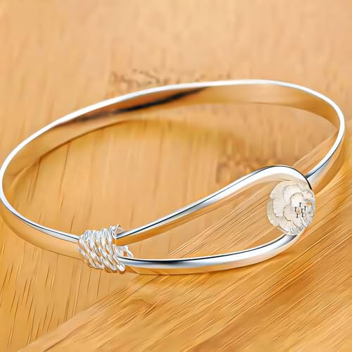 925 Sterling Silver Bangles For Women Handmade Silver Bangles Open Adjustable Bangle Bracelets For Women Silver Open Cuff Bracelets Stackable Wrap Bangles Festival Jewelry Gifts - color: Style 02