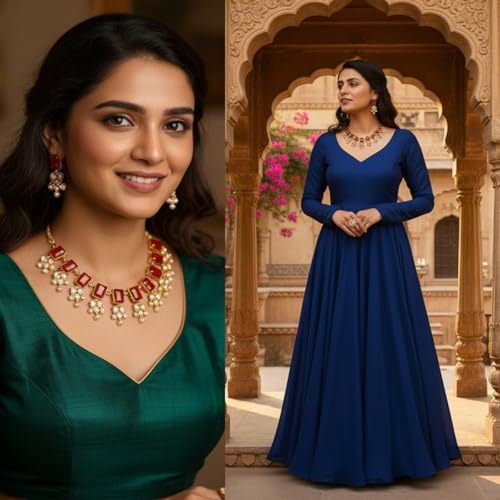 Touchstone Indian Bollywood Traditional Craftsmanship Mughal Designer Jewelry Wedding Necklace Set in Antique Gold Or White Tone for Women. - style: D437 Red