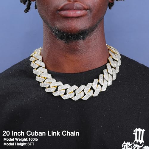Ucciyo 30MM/25MM Cuban Link Chain for Men, Luxury Iced Out Diamond Chain | Luxurious Diamond-Simulated, Large Miami Cuban Style, 18K Gold Plated - color: 30MM-Gold, size: 20 Inch