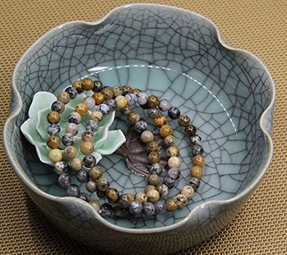 Angelstones Gemstones 6mm Round Beads Healing Crystal Bracelet for women | Natural Gemstone, Handmade Gifts for Women, Healing Crystal Round Beaded Stretch Bracelets, Unisex Jewelry for Women and Men - color: Aquatic Opal