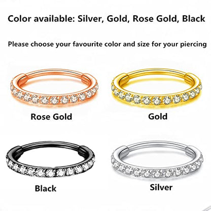 Clear CZ Nose Rings & Earrings - 316L Surgical Steel - Cartilage, Conch, Daith, Helix, Rook, Tragus, Lobe & Snug Body Piercing Jewelry - 20G, 18G - color: Silver, size: 1pc 20 Gauge 8mm