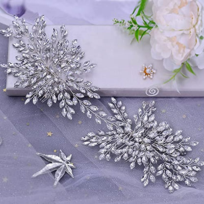 Bridal Wedding Hair comb Wedding Headpiece for Bride Rhinestone Wedding Headband Crystal Hair Accessories for Women and Girls (Silver), one size
