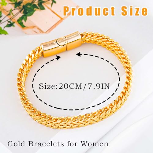 Gold Bracelets Cuban Link Bracelet Gold Jewelry Bangle for Women - color: Gold