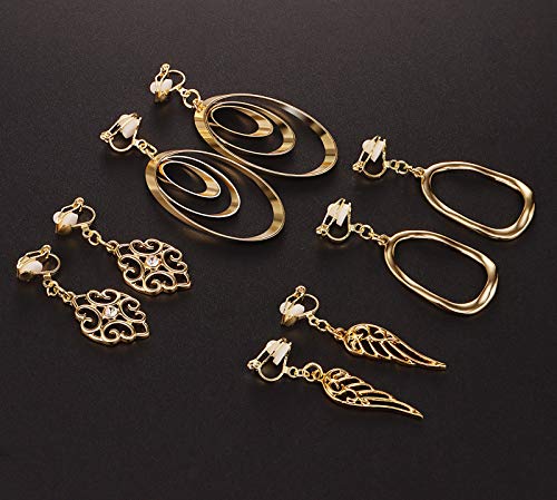 15 Pairs Gold Clip on Earrings for Women Fashion,Lightweight Fake Earrings Set - style: Style A