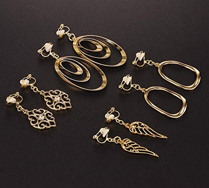 15 Pairs Gold Clip on Earrings for Women Fashion,Lightweight Fake Earrings Set - style: Style A
