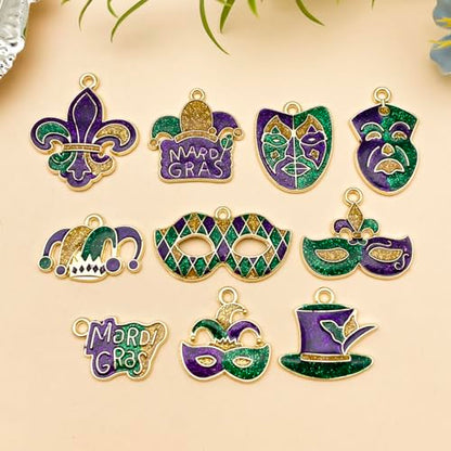 Youdiyla 20pcs Alloy Enamel Martini Grasse Carnival Mardi Gras set Pendant Jewelry Making DIY Keychain Earrings Pendant Various Design Charms for Jewelry Making Bracelets Necklace (SN1102) - color: SN1102