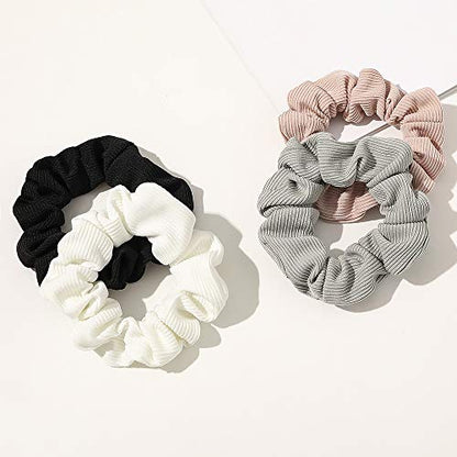 Scrunchies Hair Ties Scrunchy for Women Girls Cute Hairties for Thick Curl Hair No Crease Hair Accessories Soft Ropes Ponytail Holder No Hurt Your Hair 4FBHHCQ-001 - color: 4FBHHCQ-001
