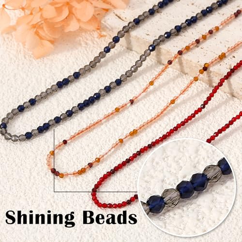 JSJOY Tiny Crystal Beaded Choker Necklaces for Women Colorful Beaded Necklace Dainty Choker Necklaces Simple Boho Jewelry Gifts for Teens Handmade Shining Bead Necklaces Gifts - color: Dark Red