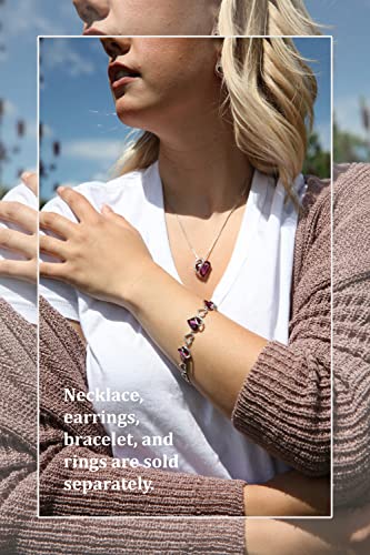 Leafael Infinity Love Women's Adjustable Crystal Heart Ring with Birthstone Crystals Healing Stones, Jewelry Gifts for Women, Birthdays Valentine's Day, Silver-Tone, Open End, Size 6.5-8 - color: 02-February-Inspiration-Amethyst Pink