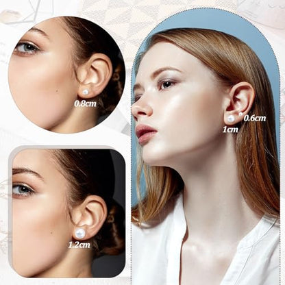 24 Pairs Pearl Earrings Set, Pearl Earrings for Women, Pearls Earring Pack Mixed Size Pearls Earring Stack, Pearling Stud Ear Stack for Bridal Wedding Christmas Jewelry