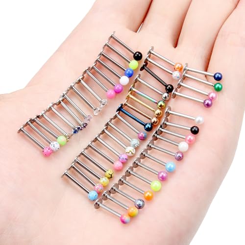 Vsnnsns 48PCS 16G Lip Rings Stainless Steel Tragus Helix Conch Piercing Jewelry Snake Bite Piercing Monroe Lip Rings Labret Medusa Cartilage Lobe Earrings Studs Piercing Jewelry 6MM 8MM 10MM Silver - color: 10MM-Mix Color