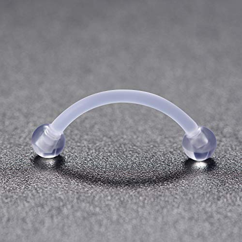 16G Clear Plastic Curved Barbells Eyebrow Ring Snake Eyes Tongue Rings Acrylic Bioflex Cartilage Helix Tragus Earrings Nipple Belly Lip Ring Piercing Retainer Length 6mm 8mm 10mm 12mm 36pcs - color: 36Pcs 16G 12mm