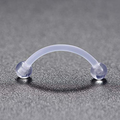 16G Clear Plastic Curved Barbells Eyebrow Ring Snake Eyes Tongue Rings Acrylic Bioflex Cartilage Helix Tragus Earrings Nipple Belly Lip Ring Piercing Retainer Length 6mm 8mm 10mm 12mm 36pcs - color: 36Pcs 16G 12mm