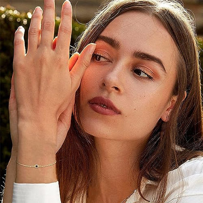Fesciory Evil Eye Bracelet for Women, Gold Plated Adjustable Chain Jewelry | Blue Evil Eye Charm Bracelet, Lucky Amulet Symbolism, Dainty Adjustable Chain, Daily wear, Jewelry gifts - color: Gold-11