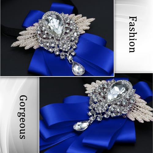 Big Rhinestone Bow Ties，Bowtie Pre-Tied Bowties Men Women | Suit for tuxedo party wedding - color: Royal Blue