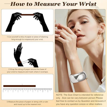 NICEIGHT 18K Gold Plated Chunky Bangle Bracelets for Women Gold Wide Cuff Bangle Bracelet Hammered Minimalist Thick Gold Wrist Wrap Bracelets - color: Silver Plain Bracelet