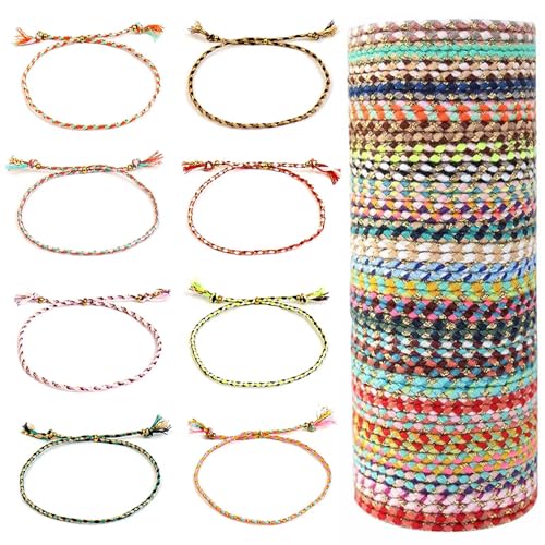 37/52 Pieces Woven Wrap Friendship Bracelets, Handmade Braided Colorful Adjustable Beaded String Bracelet, Boho Friendship Anklets Bracelets for Women, Birthday Gifts Party Presents. - style: Classic -52 pcs