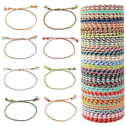 37/52 Pieces Woven Wrap Friendship Bracelets, Handmade Braided Colorful Adjustable Beaded String Bracelet, Boho Friendship Anklets Bracelets for Women, Birthday Gifts Party Presents. - style: Classic -52 pcs