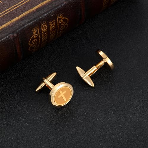 Cuff Links Mens Personalized Classic Round Cufflink Wedding Shirts Cufflinks for Men Jewelry Gifts - style: Cross sign