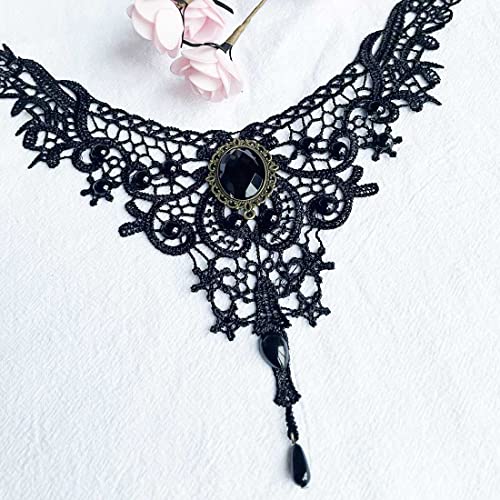 Black Sexy Lace Choker Necklaces Gothic Tassel Collar Choker Halloween Party Accessories for Women - color: Black necklace 5