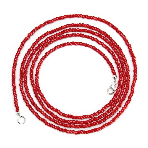 Kathy Bankston Red Seed Bead Necklace, Thin 1.5mm Single Strand Beaded Necklace - color: Pepper Red