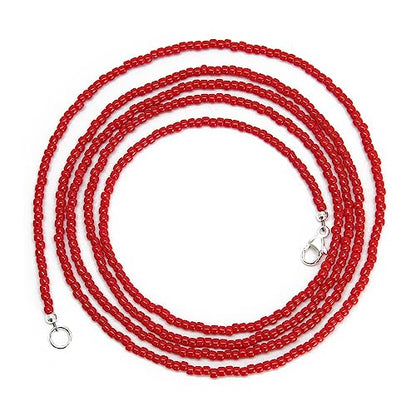 Kathy Bankston Red Seed Bead Necklace, Thin 1.5mm Single Strand Beaded Necklace - color: Pepper Red