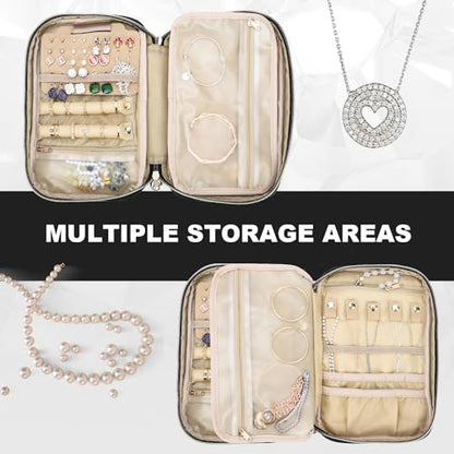 emissary Travel Jewelry Case Organizer for Necklace & Earrings, Black | Padded slots & necklace ties keep jewelry tangle-free; double-zip, water-repellent travel case for rings & earrings - color: Black