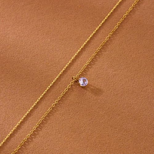 Gmai Layered Necklaces for Women Gold Plated 3/4/5 Piece Adjustable Stackable Necklace Set with Pearl Cross Coin Pendant Dainty Gold Silver Choker Chain Jewelry Gift for Her - style: Zircon 2PC