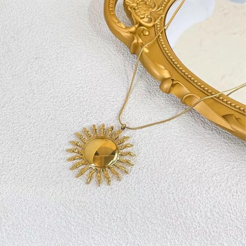 JNF Cute Shell Conch Boho Charm Necklace for Women Sun Moon Star Coin Heart Flower Boot Bow Charms Necklaces Summer Beach Jewelry - color: sun necklace earrings set
