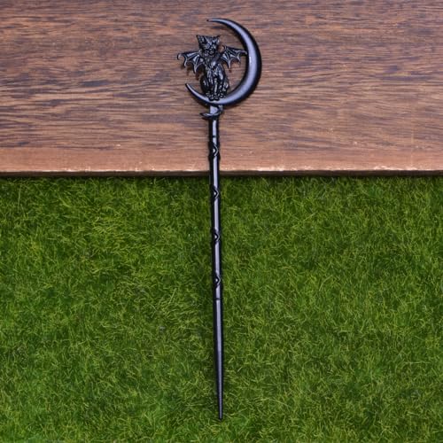 2PCS Retro Moon Crescent Hair Sticks For Women Black Metal Cat Witch Halloween Hair Accessories Hair Styling Pins (ZRTL20) - color: ZRTL20