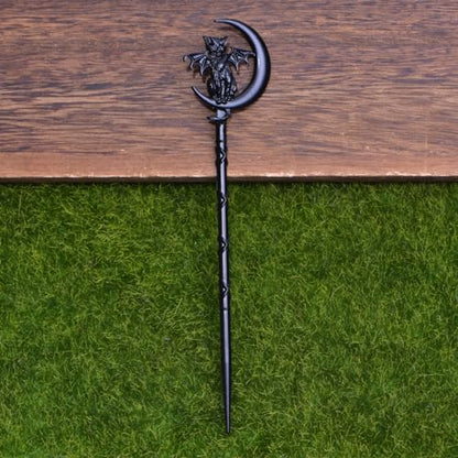 2PCS Retro Moon Crescent Hair Sticks For Women Black Metal Cat Witch Halloween Hair Accessories Hair Styling Pins (ZRTL20) - color: ZRTL20