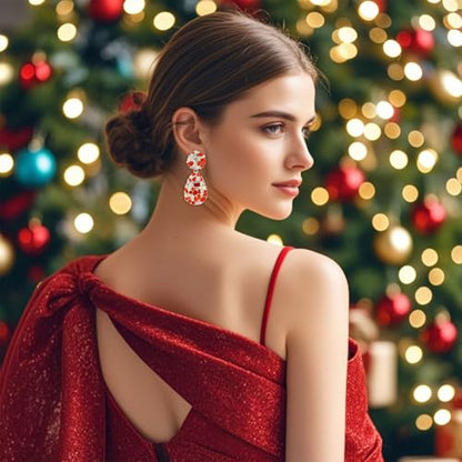 Rhinestone Statement Earrings Teardrop Costume Earrings Cluster Crystal Chandelier Drop Dangle Earrings for Women - color: Red