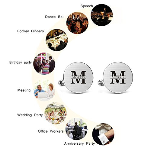 MUEEU Groom Wedding Cufflinks Engraved of All The Walks We Have Take Square Round Cuff Link Tie Clip