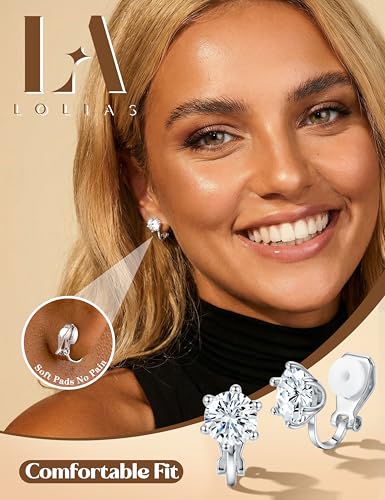 LOLIAS Clip On Earrings for Women 14K Gold Plated Clip Earrings Non Pierced | Hypoallergenic Ears Clips CZ Pearl Knot Twist Chunky Hoop and Studs Earring Set Lightweight Fake Earings Jewelry - style: 9Pairs-Silver Plated