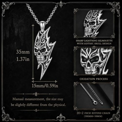 Skull Necklace for Men Women Gothic Skull Necklace for Men Women - style: Skull necklace