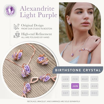 Gifts for Women, Wish Stone Stud Earrings with Birthstone Crystals, 18K Rose Gold Plated or Silver-tone - color: 106-June-Alexandrite Light Purple-Rose Gold Plated