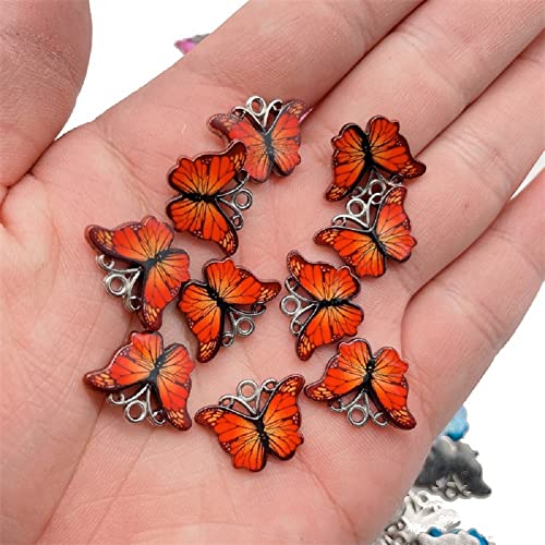 Zhiheng 50 Pack Alloy Butterfly Charms Monarch Butterfly Enamel Pendant Beads for Jewelry Making DIY Earring Necklace Bracelets Accessories Wine Charms - color: Orange