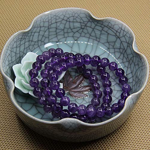 Angelstones Gemstones 8mm Round Beads Healing Crystal Bracelet for women | Natural Gemstone, Handmade Gifts for Women, Healing Crystal Round Beaded Stretch Bracelets, Unisex Jewelry for Women and Men - color: Amethyst