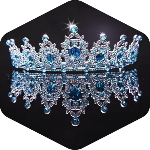 Kamirola - Queen Crown and Tiaras Princess Crown for Women Crystal Headbands for Bridal, Princess for Wedding and Party - color: SKYBLUE & SILVER