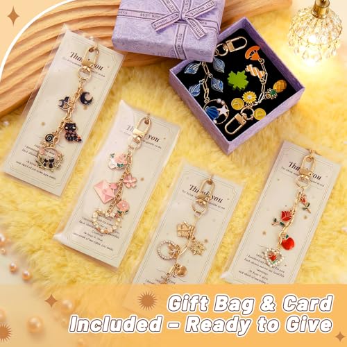Wurosi 24 Set Lip Gloss Keychain Making Kit with Gift Packaging Supplies | Included 4 Styles 0.47*3.9in Extender Chains,Swivel Snap and Packaging Supplies, for DIY Lip Gloss Keychains, Bag Charms - color: 24 Set Gold Keychain Kit
