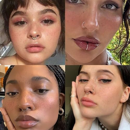 20G 18G 16G Titanium Nose Ring Hoop, Cartilage Hoop Earrings for Women Men Silver Gold Nose Ring Septum Ring Tragus Conch Helix Daith Lip Piercing Jewelry 6mm/7mm/8mm/9mm/10mm - color: Silver-18g, style: 6mm